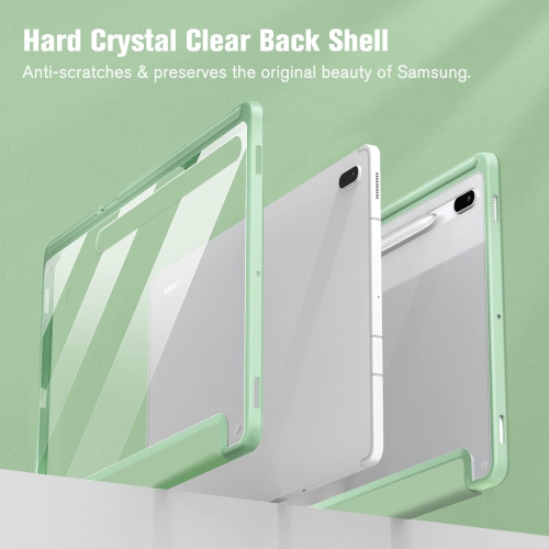 Hybrid Slim Case for Samsung Galaxy Tab S8 Plus 2022/S7 FE 2021/S7 Plus 2020 12.4 inch with S Pen Holder, Shockproof Cover with Clear Transparent