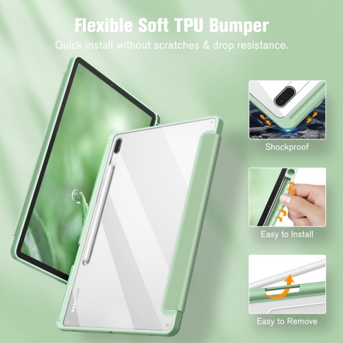 Hybrid Slim Case for Samsung Galaxy Tab S8 Plus 2022/S7 FE 2021/S7 Plus 2020 12.4 inch with S Pen Holder, Shockproof Cover with Clear Transparent