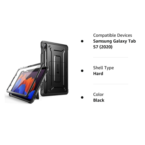 Étui robuste Licorne Beetle Pro conçu pour les Galaxy Tab S8/Galaxy Tab S7 (2020) de Samsung avec protecteur d’écran intégré et porte-stylet S Pen