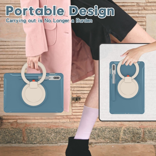 Defender Case for Samsung Galaxy Tab S8/ Tab S7 11", Full Body Drop Protection, 3 in 1 Shockproof Bumper with 360° Ring Holder Kickstand