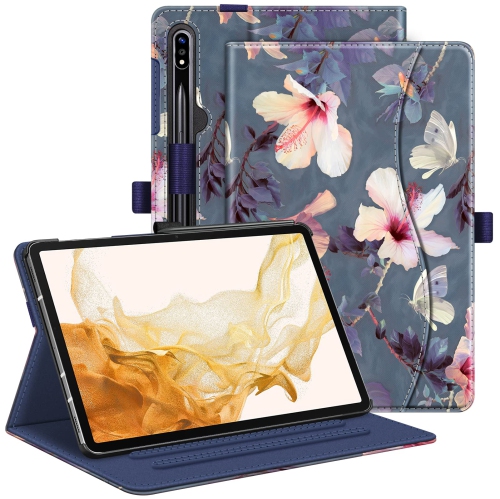 HLD  Case for Samsung Galaxy Tab S8 Plus 2022/s7 Fe 2021/s7 Plus 2020 12.4 Inch, Multi-Angle Viewing Protective Cover w Pocket, Auto Sleep/wake