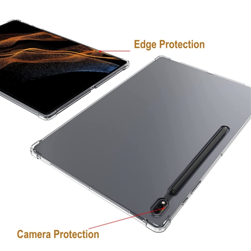 Tablet Case Compatible with Samsung Galaxy Tab S8 Ultra 14.6, Flexible Ultra Slim Reinforced Corners Transparent TPU Protective Cover Shockproof