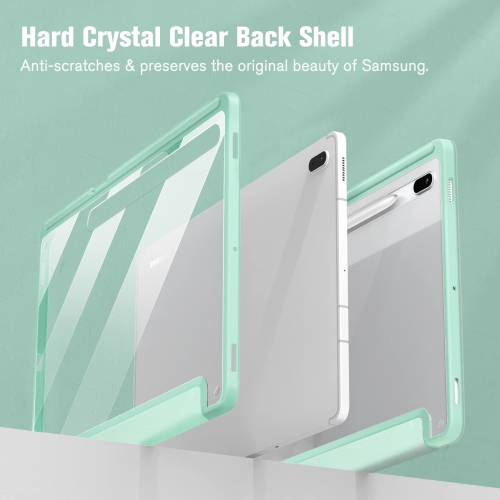Hybrid Slim Case for Samsung Galaxy Tab S7 FE 12.4 inch 2021 & Galaxy Tab S7 Plus 2020, Shockproof Cover with Clear Transparent Back Shell, Auto