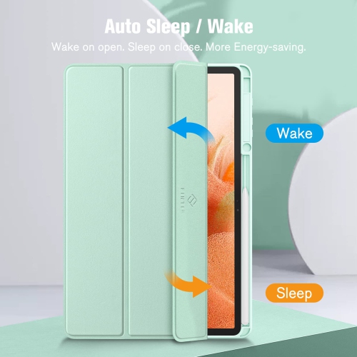 Hybrid Slim Case for Samsung Galaxy Tab S7 FE 12.4 inch 2021 & Galaxy Tab S7 Plus 2020, Shockproof Cover with Clear Transparent Back Shell, Auto