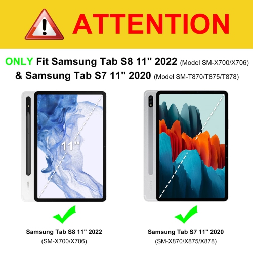 Hybrid Slim Case for Samsung Galaxy Tab S8/Tab S7 11 inch with S Pen Holder, Shockproof Cover with Clear Transparent Back Shell, Auto Wake/Sleep