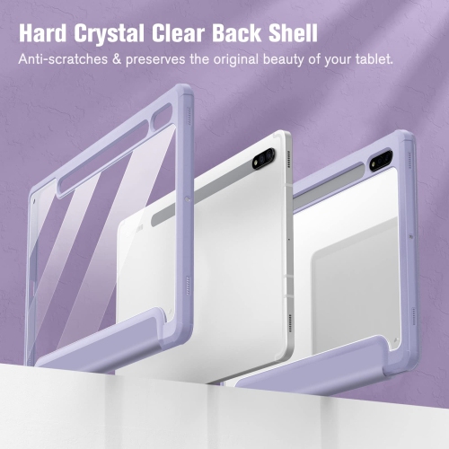 Hybrid Slim Case for Samsung Galaxy Tab S8/Tab S7 11 inch with S Pen Holder, Shockproof Cover with Clear Transparent Back Shell, Auto Wake/Sleep