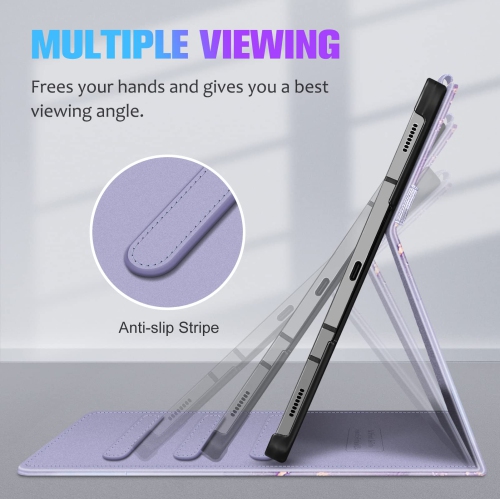 Case for Samsung Galaxy Tab S8 2022/Tab S7 2020 11 Inch, Multi-Angle Viewing Protective Cover with Pocket, Auto Sleep/Wake, Lilac Marble