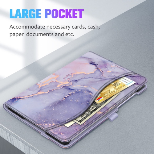 Case for Samsung Galaxy Tab S8 2022/Tab S7 2020 11 Inch, Multi-Angle Viewing Protective Cover with Pocket, Auto Sleep/Wake, Lilac Marble