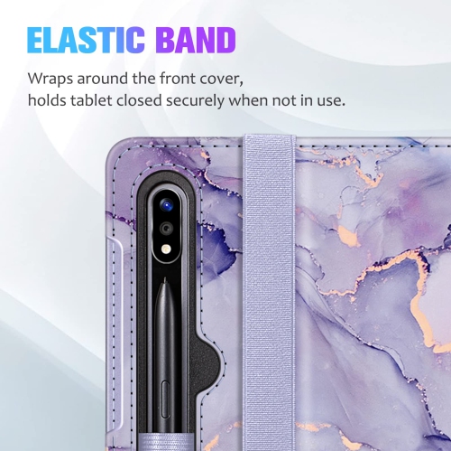 Case for Samsung Galaxy Tab S8 2022/Tab S7 2020 11 Inch, Multi-Angle Viewing Protective Cover with Pocket, Auto Sleep/Wake, Lilac Marble