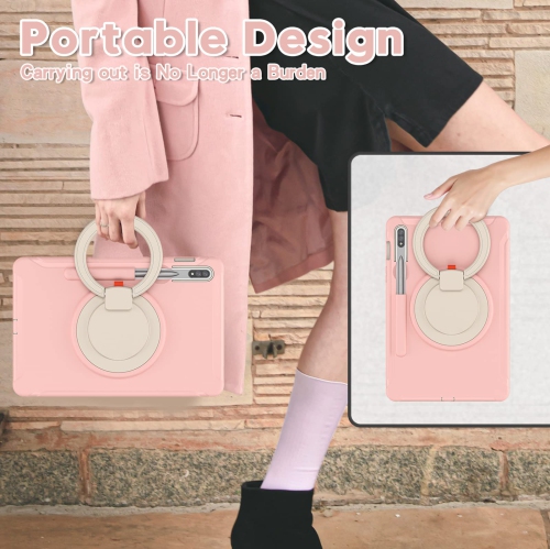 Étui Defender pour Galaxy Tab S8/Tab S7 11 po de Samsung, protection intégrale contre les chutes, rebord antichoc 3-en-1 et support à anneau pivotant