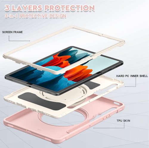 Étui Defender pour Galaxy Tab S8/Tab S7 11 po de Samsung, protection intégrale contre les chutes, rebord antichoc 3-en-1 et support à anneau pivotant