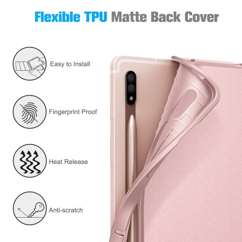 Slim Case for Samsung Galaxy Tab S8 2022/Tab S7 2020 11 Inch with Built-in S Pen Holder, Soft TPU Smart Stand Back Cover Auto Wake/Sleep Feature