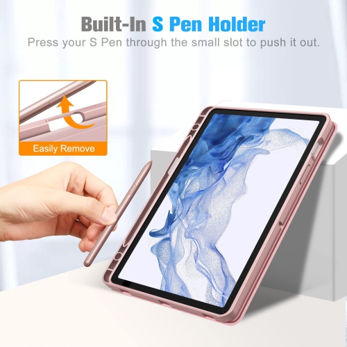 Slim Case for Samsung Galaxy Tab S8 2022/Tab S7 2020 11 Inch with Built-in S Pen Holder, Soft TPU Smart Stand Back Cover Auto Wake/Sleep Feature