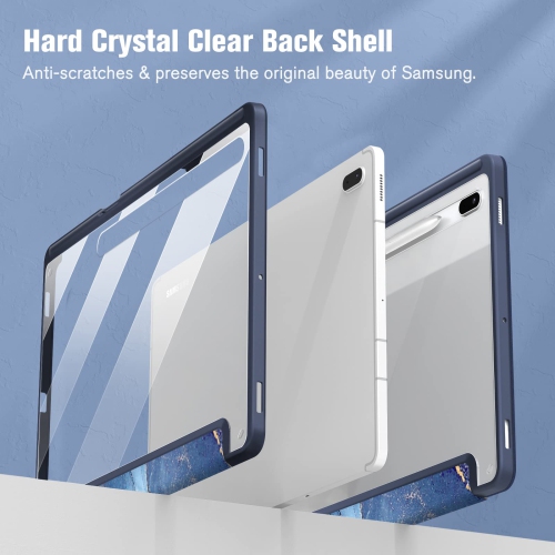 Hybrid Slim Case for Samsung Galaxy Tab S8 Plus 2022/S7 FE 2021/S7 Plus 2020 12.4 inch with S Pen Holder, Shockproof Cover with Clear Transparent