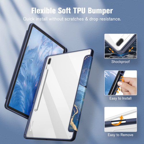 Hybrid Slim Case for Samsung Galaxy Tab S8 Plus 2022/S7 FE 2021/S7 Plus 2020 12.4 inch with S Pen Holder, Shockproof Cover with Clear Transparent