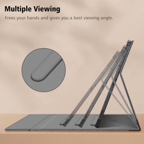 Case for Samsung Galaxy Tab S8 Ultra 14.6 inch 2022, Multiple Angle Portfolio Cover with Pocket Auto Sleep/Wake (Gray)