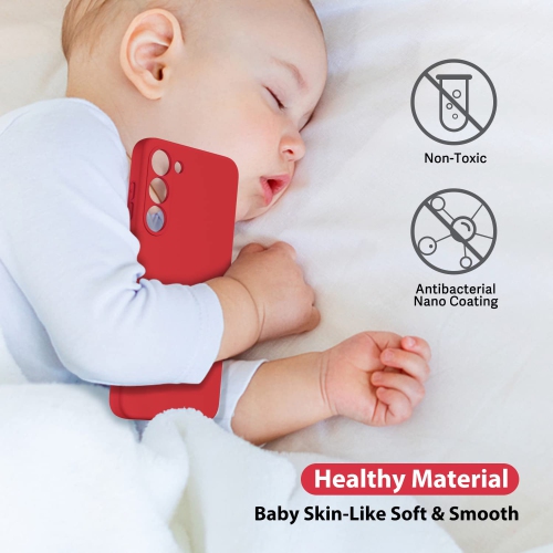 Samsung Galaxy S23 Case Silicone with Camera Cover, Soft Rubber Gel Phone Case for Women Girl Cute, Thin Slim Fit, Aesthetic Protective TPU Bumper