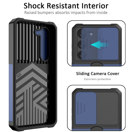 Samsung S23 Case with Sliding Camera Cover Heavy Duty Protective Galaxy S23 Case with Card Holder Magnetic Built-in Kickstand Phone Case for Samsung