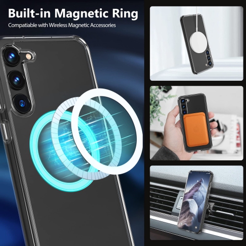 Magnetic Clear Phone Case for Samsung Galaxy S23 Case, Transparent Thin Slim Crystal Shockproof Bumper Cover for Samsung S 23 5G-Transparent