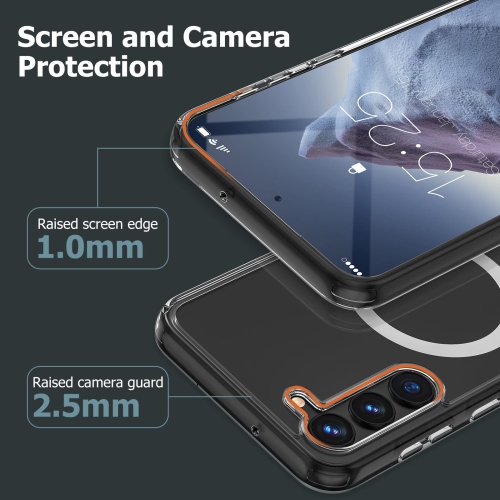 Magnetic Clear Phone Case for Samsung Galaxy S23 Case, Transparent Thin Slim Crystal Shockproof Bumper Cover for Samsung S 23 5G-Transparent