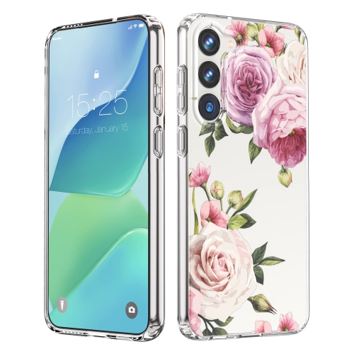 HLD Samsung Galaxy S23 Flower Case, Cute Case Design for Girls Women, Shockproof Floral Pattern Hard Back for Samsung Galaxy S23 5G Phone 2023 6.1 Inches-Peony