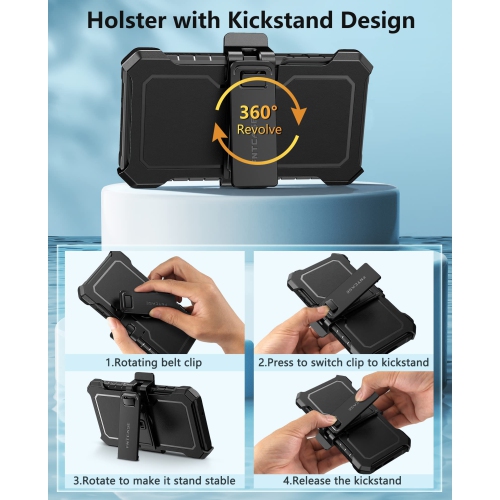 Samsung Galaxy S23 Case: Military Grade Drop Proof Cell Phone Cover with Kickstand & Holster | Rugged Shockproof TPU Protective Matte Textured Tough