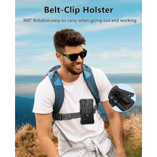 Samsung Galaxy S23 Case: Military Grade Drop Proof Cell Phone Cover with Kickstand & Holster | Rugged Shockproof TPU Protective Matte Textured Tough