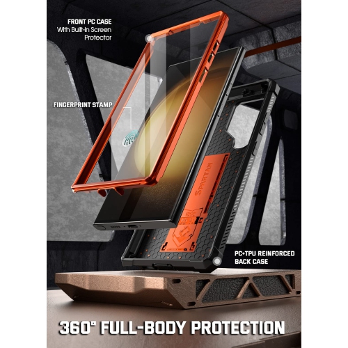 Case for Galaxy S23 Ultra 5G 6.8 inch, Built-in Screen Protector Work with Fingerprint ID, Full Body Rugged Shockproof Protective Cover Case with