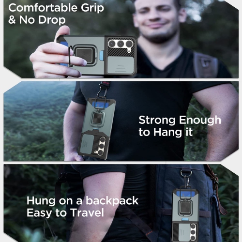 Samsung Galaxy S23 Case, with Slide Camera Cover/Ring Kickstand & Card Holder Compatible Magnetic Car Mount Rugged Heavy Duty Military Grade