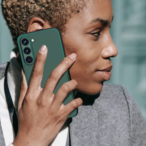 Samsung Galaxy S23+ Case, Clear Thin Slim Crystal Transparent Shockproof Bumper Cover for Samsung S 23 Plus 5G-Pine Green