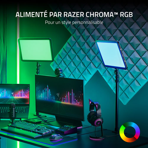 Trousse d'éclairage tout-en-un avec panneau d'éclairage Chroma de Razer pour diffusion en continu