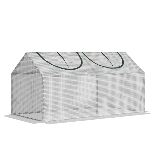 OUTSUNNY  47" X 24" X 24" Portable Mini Tunnel Greenhouse Garden Planting Outdoor Flower Warm House Box With 2 Windows Steel Frame Pe Cover In White