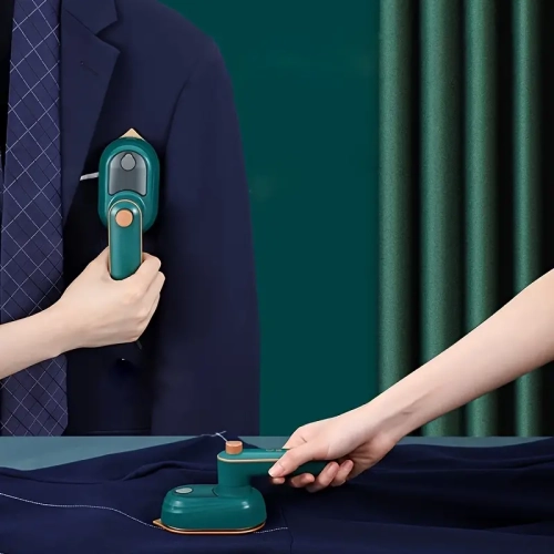 Portable Handheld Garment Steamer, Iron Steamer Garment Foldable Rotatable Handheld Flat Iron Steam, Mini Heating Steamer (Green)