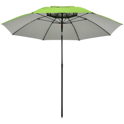 OUTSUNNY  6.6Ft Arched Beach Umbrella, Angle Adjustable Patio Umbrella With Steel Frame, Carry Bag, Uv30+ Outdoor Umbrella In Green