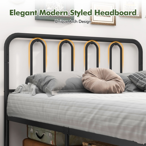 Gymax Stylish Full Size Metal Bed Frame Platform Bed Base w/ Headboard & Footboard