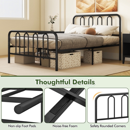 Gymax Stylish Full Size Metal Bed Frame Platform Bed Base w/ Headboard & Footboard
