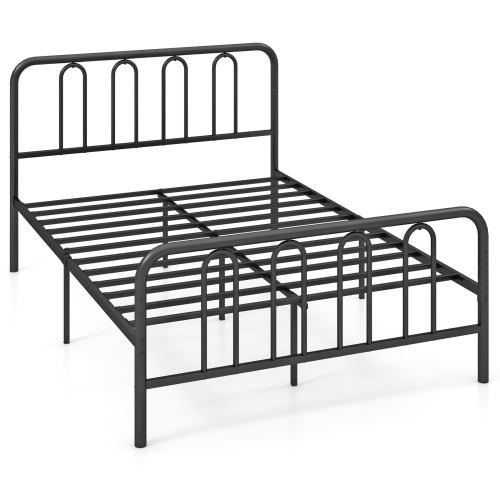 Gymax Stylish Full Size Metal Bed Frame Platform Bed Base w/ Headboard & Footboard