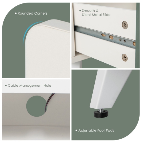 Gymax 2PCS Nightstand Modern Beside End Table w/ LED Lights Open Compartment & Drawer