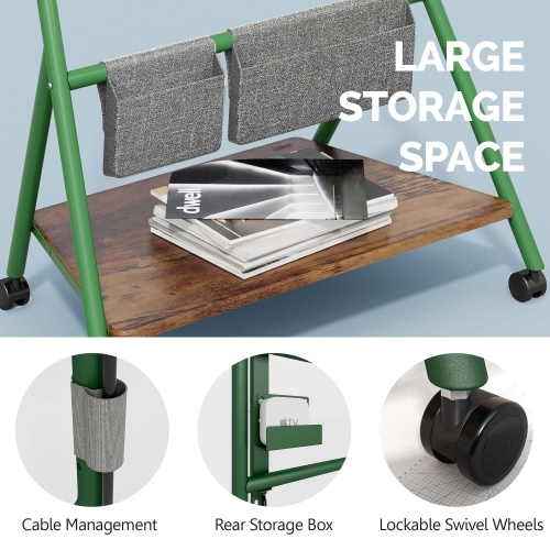 FITUEYES Design Corner Floor TV Stand with Mount for 55 60 65 70 75 78 Inch TV, Height Adjustable Mobile TV Stand with Storage Universal Wheel, Shelf