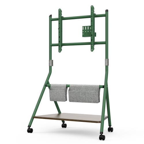 FITUEYES Design Corner Floor TV Stand with Mount for 55 60 65 70 75 78 Inch TV, Height Adjustable Mobile TV Stand with Storage Universal Wheel, Shelf