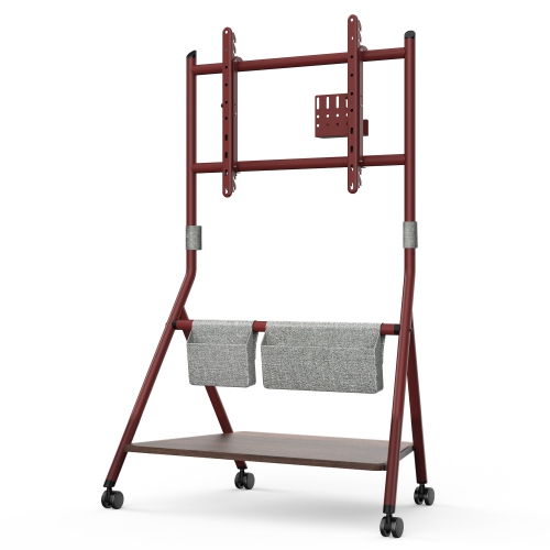 FITUEYES Design Corner Floor TV Stand with Mount for 55 60 65 70 75 78 Inch TV, Height Adjustable Mobile TV Stand with Storage Universal Wheel, Shelf