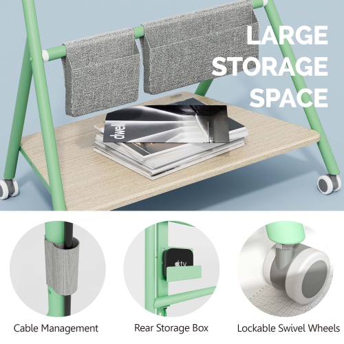 FITUEYES Design Corner Floor TV Stand with Mount for 55 60 65 70 75 78 Inch TV, Height Adjustable Mobile TV Stand with Storage Universal Wheel, Shelf