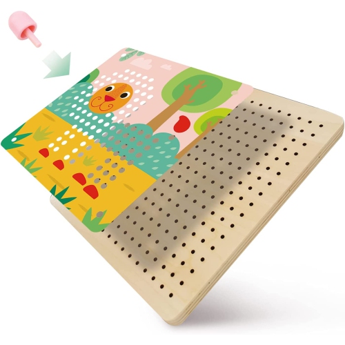 TOOKYLAND Button Art Toy - 222pcs - Mushroom Nails Mosaic Pegboard, Colour Matching Educational Game with Storage Bag, for Kids 3 Years +