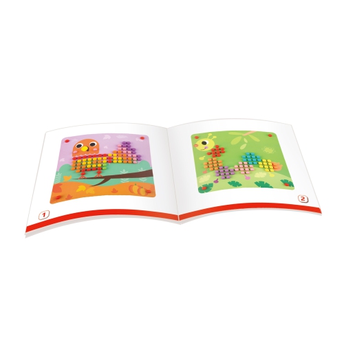 TOOKYLAND Button Art Toy - 222pcs - Mushroom Nails Mosaic Pegboard, Colour Matching Educational Game with Storage Bag, for Kids 3 Years +