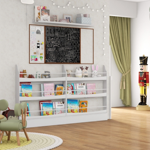 Gymax 3-Tier Kids Bookshelf Toy Storage Bookcase Rack Wall w/ Anti-toppling Kits