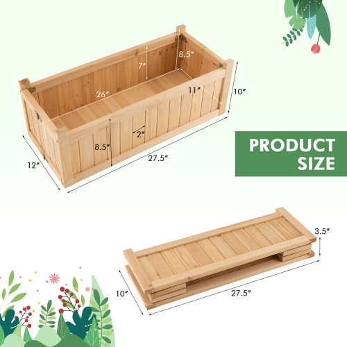 Gymax Outdoor Wooden Planter Box Folding Raised Garden Plant Container w/ Drainage Hole