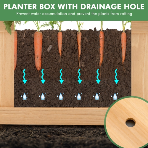 Gymax Outdoor Wooden Planter Box Folding Raised Garden Plant Container w/ Drainage Hole