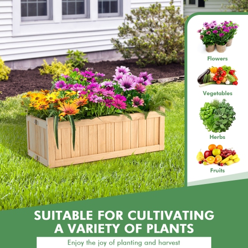 Gymax Outdoor Wooden Planter Box Folding Raised Garden Plant Container w/ Drainage Hole