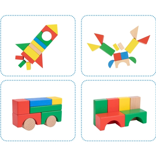 TOOKYLAND Wooden Building Blocks Set - 100 Piece Wood Stacking Blocks, Toy for Toddlers 1 Year Old +