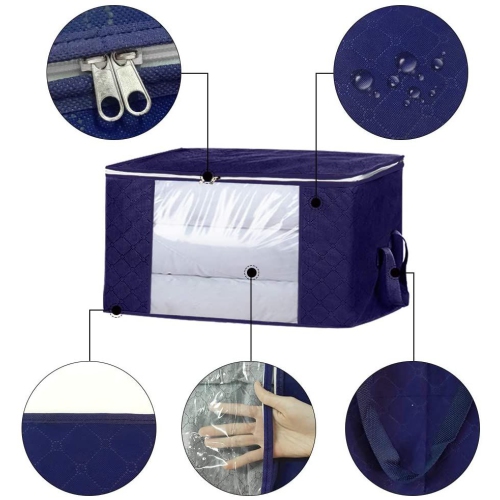 2-Pack Clothes Storage, Foldable Blanket Storage Bags,Storage Containers for Organizing,Clothing,Bedroom,Comforter,Closet,Dorm,